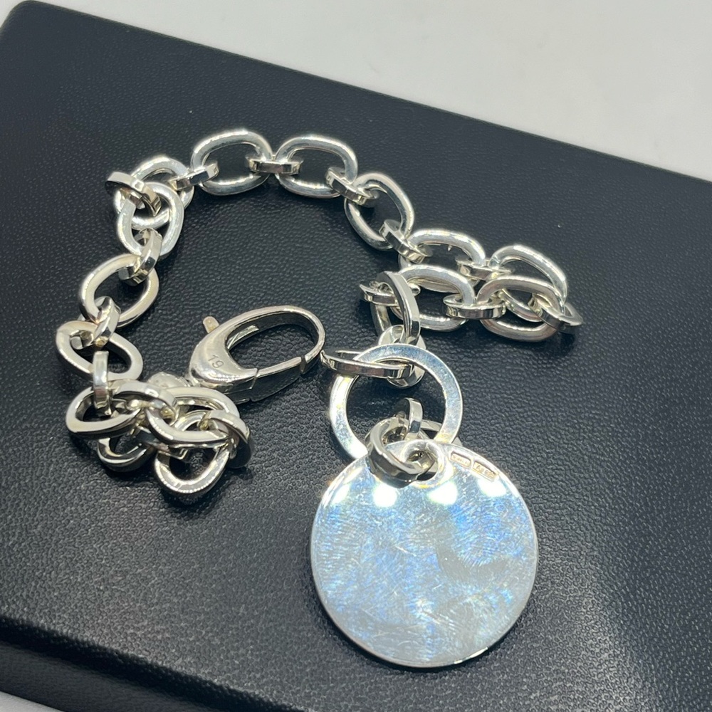 Gucci Bracelet Sterling Silver round dangle w box & pouch - Picture 15 of 16